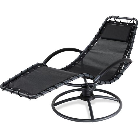 CASARIA® Eve Relaxation Lounger with Head Cushion 360° Swivel Function Ergonomic Steel Frame Breathable Outdoor Indoor Weatherproof Living Room Garden Swing Deck Chair Anthrazit (de)