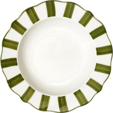 Lot de 6 Assiettes Creuses "Cleo" 20cm Vert & Blanc