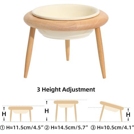Gamelle en céramique pour chat, gamelle réglable pour nourriture pour chat, gamelle surélevée et inclinée pour chat, fournitures pour animaux domestiques, gamelle inclinée surélevée pour chat (300 ml, (1/4)