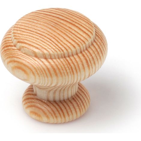 Pomo en madera con acabado pino transparante., dimensiones: 35x35x32mm, Ø: 35mm -
