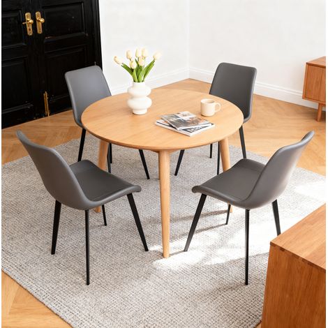 Sedia da pranzo ergonomica, schienale curvo, imbottitura spessa, PU grigio (1/5)