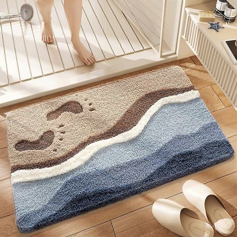 Tapis de bain océan super absorbant, lavable en machine et antidérapant, moelleux, pour douche, chambre et salon (5080cm) (1/5)
