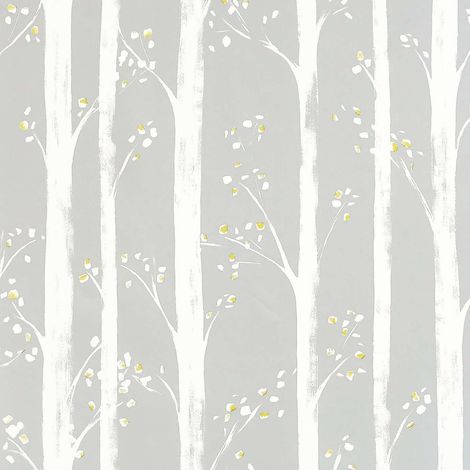 Pretty Trees Wallpaper Arthouse Grey White Yellow Floral Flower (1/2)