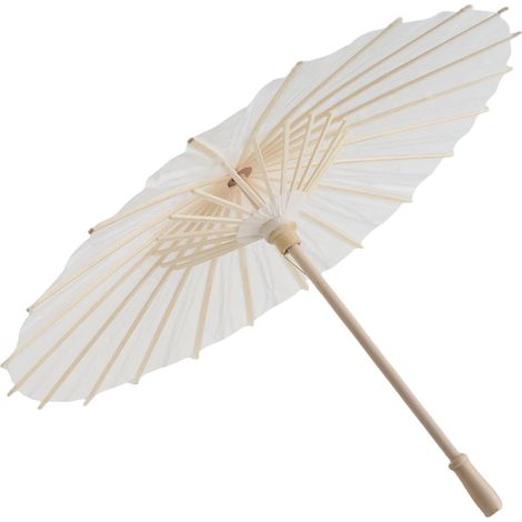 Decorative White Paper Parasol, Hand-Painted, with Sturdy Wooden Ribs, for Parent-Child Activities in Kindergarten, Classroom Exercises at School (1/5)