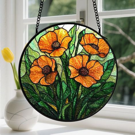 20cm Suspension en vitrail - Attrape-soleil élégant unique artistique, décoration intérieure colorée, cadeau Anniversaire pour femme, homme, tante (1/5)