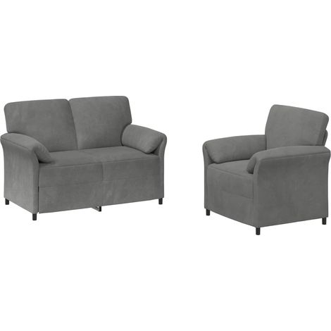 Set di divani 2 pz Grigio Scuro Velluto vidaXL (1/5)