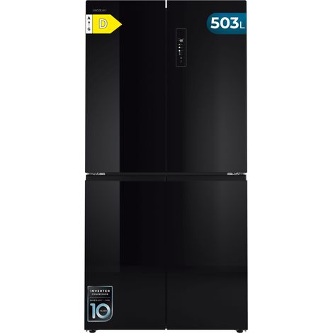 Cecotec Frigorífico Americano 4 Puertas Bolero CoolMarket 4D 503 Black Glass D. 503 L, Altura 177,5 cm, Ancho 85 cm, Total NoFrost, Motor Inverter, Multi AirFlow, Display Táctil (1/3)
