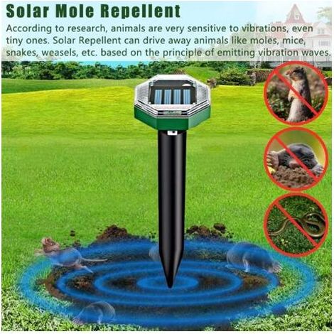Anti Taupe Ultrason Solaire 8 pièces,Repulsif Taupe Ultrason Solaire avec IP65 Imperméable,Utilisable dans Les Jardins, Les Terrasses et Les Pelouses pour Repousser Les Taupes (1/5)