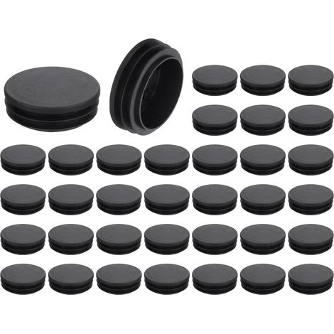 30 Bouchon de tube, 50 mm, Plastique noir RAL 9005, Rond, Pour poteau de clôture (1/5)