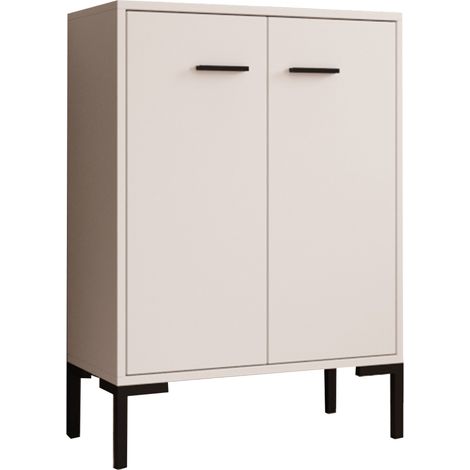 Credenza piccola 2 ante  Armadio multiuso  Mobile ausiliario  60x84x30cm  Modello Lander L15  Colore Bianco