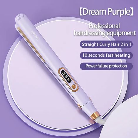 Lisseur peigne chauffant,outil de coiffure,fer à cheveux à chauffage rapide,fer à boucler 2 en 1,appareil de coiffure-EU-Violet (1/4)