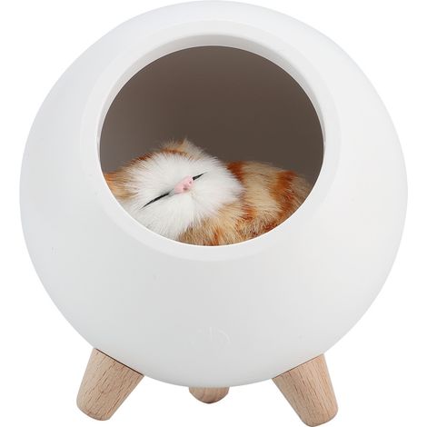 Niedliches Katzen-Nachtlicht, kleines Haustierhaus, LED-Nachtlampe, Schlafzimmerbeleuchtung, stimmungsvolle Lampe, Weiß (1/5)
