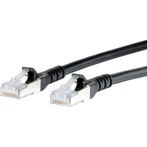 Metz Connect 1308452000-E RJ45 Câble réseau, câble patch CAT 6a S/FTP 2.00 m noir avec cliquet d'encastrement 1 pc(s) R02799 (1/3)