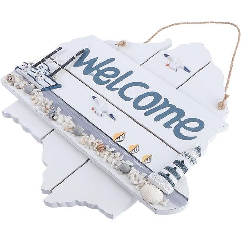 Ornement de Porte Blanc en Mdf Design Créatif Unique, Étiquette Suspendue de Bienvenue pour Décoration D'entrée ou Photo Prop en Cour Arrière (1/5)