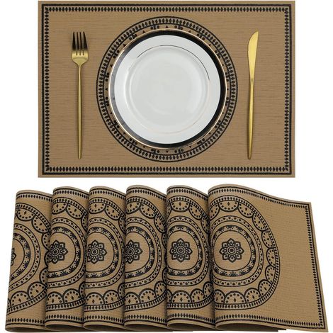 Set di 6 tovagliette in PVC 30x44 cm rettangolari lavabili resistenti al calore facili da pulire per tavolo da pranzo cucina ristorante (1/5)