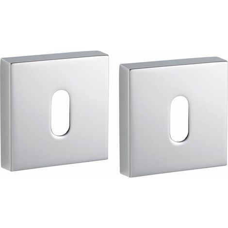 Coppia di rosette quadrate 50 x 50 mm con foro chiave, cromo lucido – THIRARD (1/3)