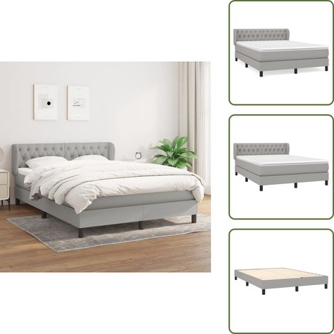 Boxspringbett mit Matratze Hellgrau 140x200 cm Stoff - Boxspringbett - Doppelbett - Bettenrahmen - Lattenrost - Matratze (1/5)