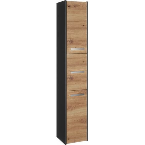 CDF Badschrank S33 Farbe: Anthrazit - Eiche Artisan Moderner Badezimmerschrank Ablagefläche Geräumige Einlegeböden Türen Einfache Montage (1/4)