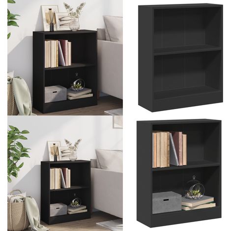 Bibliothèque Noir 60x24x76 cm Bois d'ingénierie - Bibliothèque Murale - Bibliothèque Rangement - Étagère Livres - Meuble Salle Séjour - Mobilier Compact - Home & Living (1/5)