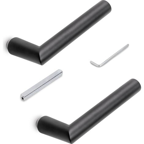 Emuca Türgriffe für Innentüren, Türgriffe für Glastürschlösser, L-R Modell, Aluminium, Schwarz lackiert (1/5)