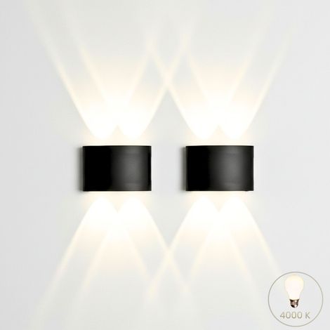 Coppia Applique LED da Parete Esterno Interno Nera Ovale 12W Luce Naturale FD-10 (1/5)