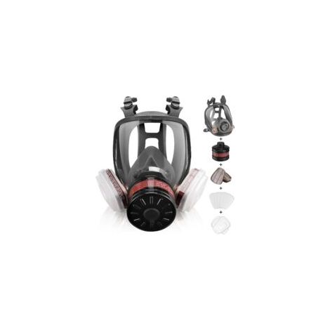 Masque intégral à gaz – Masque respiratoire réutilisable à gaz de survie nucléaire et chimique avec filtre à charbon actif 6001 cn et 40 mm contre les gaz/poussière/vapeurs/fumées pour produits (1/5)