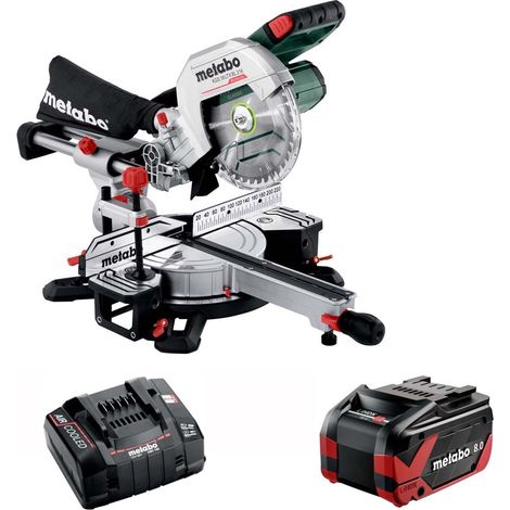 Metabo 216mm 18v Brushless Mitre Saw 8ah Tabless Battery Fast Charger KGS 18 LTX (1/5)
