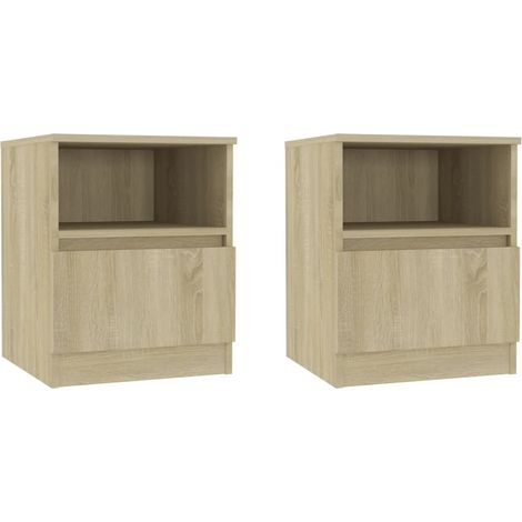 Set di 2 comodini con cassetto e ripiano 40 x 40 x 50 cm in truciolare color rovere DEC035268