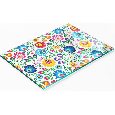 Tabla de cocina decorativa multifuncional con estampado étnico endurecido de 80x52 cm. (1/5)