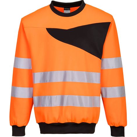 Sudadera de alta visibilidad con cuello redondo PW2 Naranja/Negro S