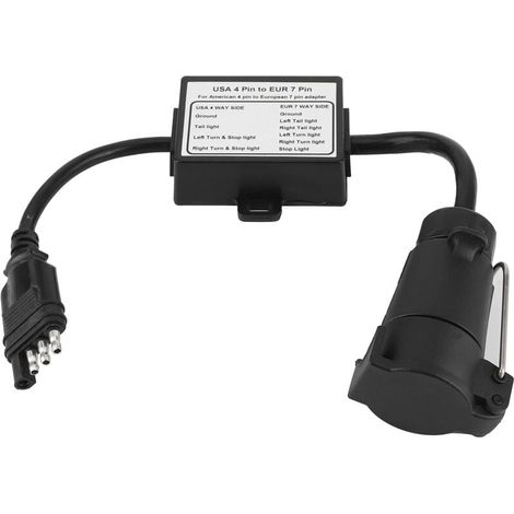 Anhängerstecker-Lichtkonverter, USA 4-polig auf EUR 7-polig, Adapter, Stopp-/Bremssignal-Splitter zum Abschleppen von US-Fahrzeugen mit Anhänger (1/4)
