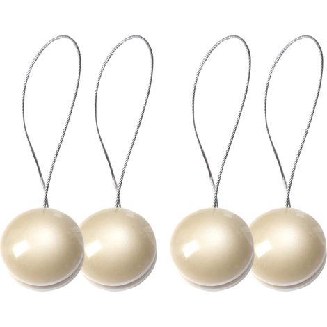 2 paires d'attaches magnétiques pour rideaux, 35 cm, décoratives, pour chambre, salon, bureau, beige (1/5)