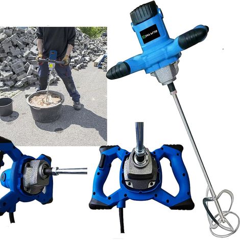 Bétonnière 2600 watts 230 volts adaptée au béton et au mortier m14-avec 6 vitesses réglables - 1500 tr / min-malaxeur à mortier de couleur-malaxeur manuel (1/5)