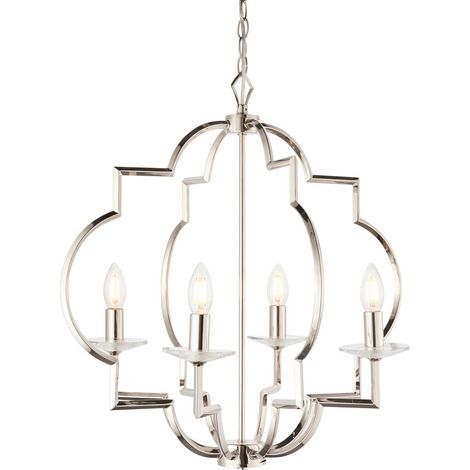 Endon Garland - Pendentif à 4 ampoules au fini nickel poli et verre cristal clair, E14 (1/5)