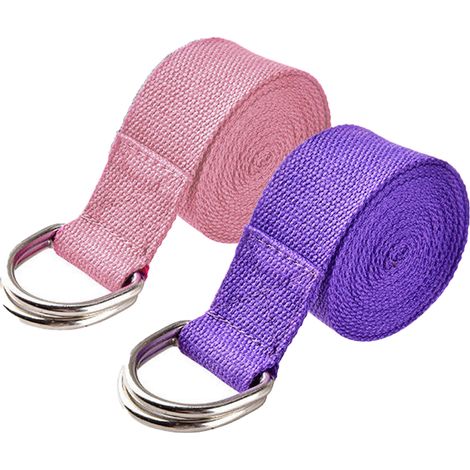 Ceinture de yoga extensible avec boucle métallique réglable pour Pilates, fitness, danse, violet et rose (1/4)