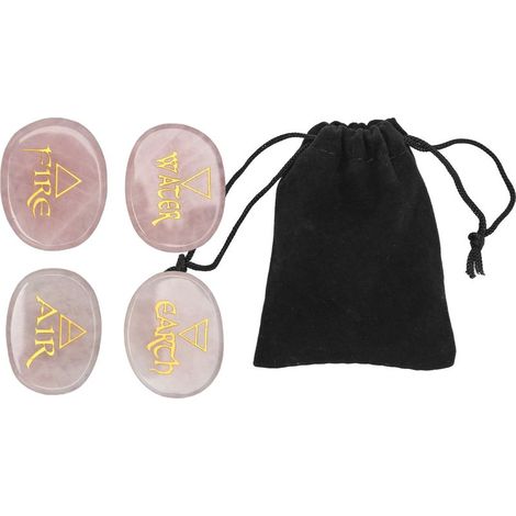 Ovale Kieselsteine mit eingravierten Reiki-Symbolen, tragbar für Meditation und Reinigung von negativen Energien, rosa (1/5)