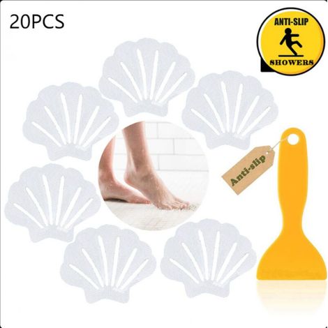 Set di 20 adesivi antiscivolo per vasca da bagno e doccia, colore bianco. (1/4)