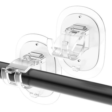 Supports de tringle à rideau adhésifs sans perçage, crochets muraux auto-collants réglables, cintres pour rideaux, lot de 2 pièces (1/4)