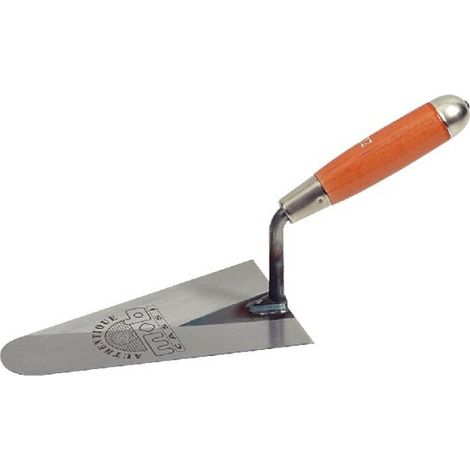 Truelle italienne ronde – Lame en acier bleui souple – Manche hêtre – Finition nickelée – MOB