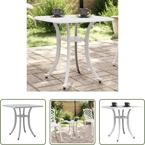 Table extérieure - Table de jardin blanc 53x53x53 cm aluminium coulé (1/5)