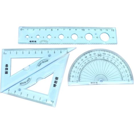 Lot de 4 règles flexibles 15 cm pour l'école et les enfants, avec (1/5)