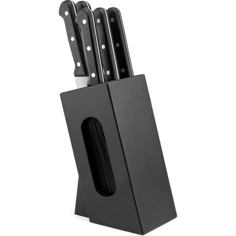 Universal - Bloc spaghetti bois noir avec 5 couteaux de cuisine (1/5)