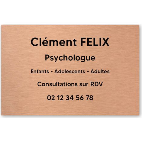 Plaque professionnelle personnalisée en PVC pour psychologue, sophrologue - 1 à 5 lignes de texte - Format 30 x 20 cm