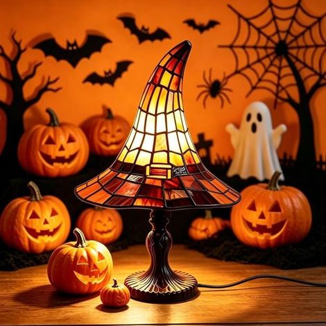 Lampe chapeau de sorcier pour Halloween - Veilleuse d'Halloween - Éclairage décoratif d'Halloween - Lampe de table d'Halloween - Idéale pour les chambres et les cuisines, et pour créer une ambiance my (1/5)