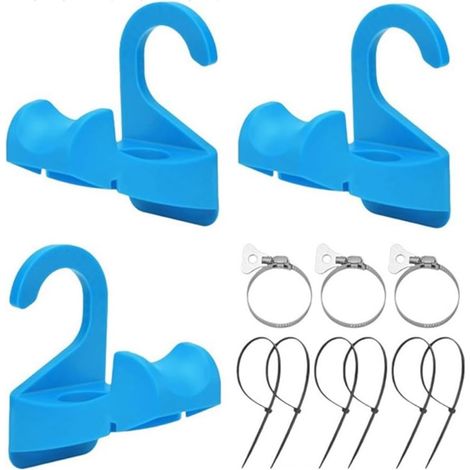 Lot de 12 supports de tuyau de piscine réglables pour piscines Intex et hors sol avec emplacements pour attaches de câble - 12 pièces (1/5)
