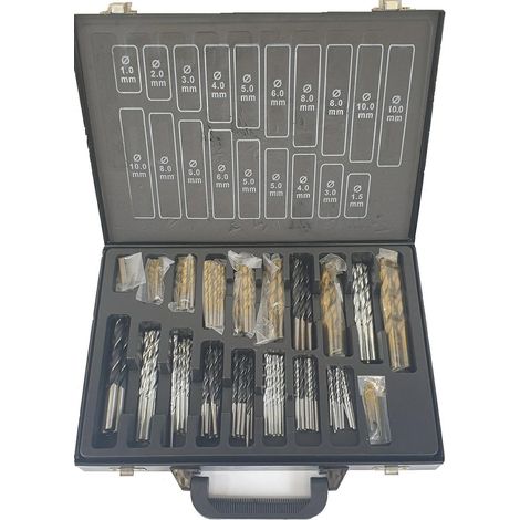 Juego de 160 taladros, para metal, madera y hormigón, 80 brocas para metal (1-10 mm), 40 brocas para hormigón (3-10 mm), 40 brocas para madera (3-10 mm), alta calidad
