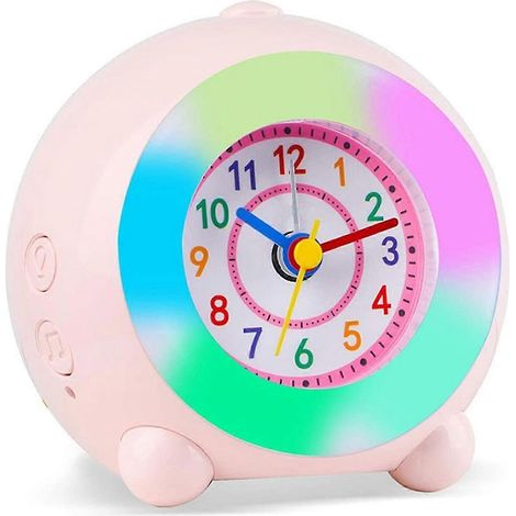 Réveil silencieux pour enfants, réveil de chevet en forme de pêche, joli réveil de bureau à motif dessin animé pour l'apprentissage. (1/5)