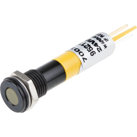 Voyant LED lumineux Jaune RS PRO, dia. 8mm, 24V c.c., IP67 ( Prix pour 1 ) (1/2)