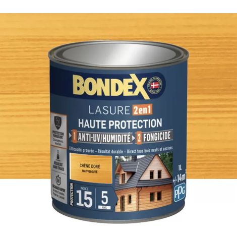 Lasure 2en1 BONDEX Haute Protection 5ans Chêne doré Mat velouté 1 L (1/2)
