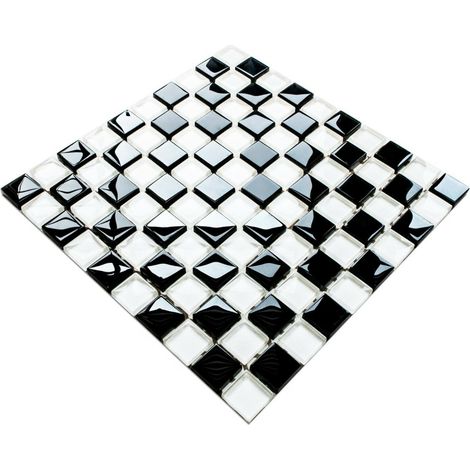 Mosaico in vetro su rete per bagno e cucina 27.2cm x 27cm - Check Mate (1/5)